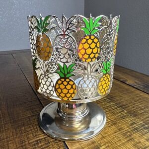 Bath & Body Works Pineapple Pedestal Candle Holder 3 Wick Tropical Hawaii